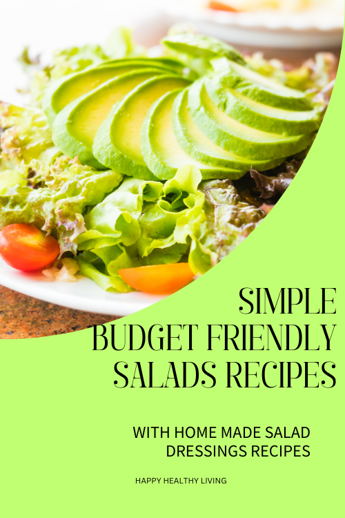 simple budget friendly salads recipes, plate with lettuce, tomato avocado slices